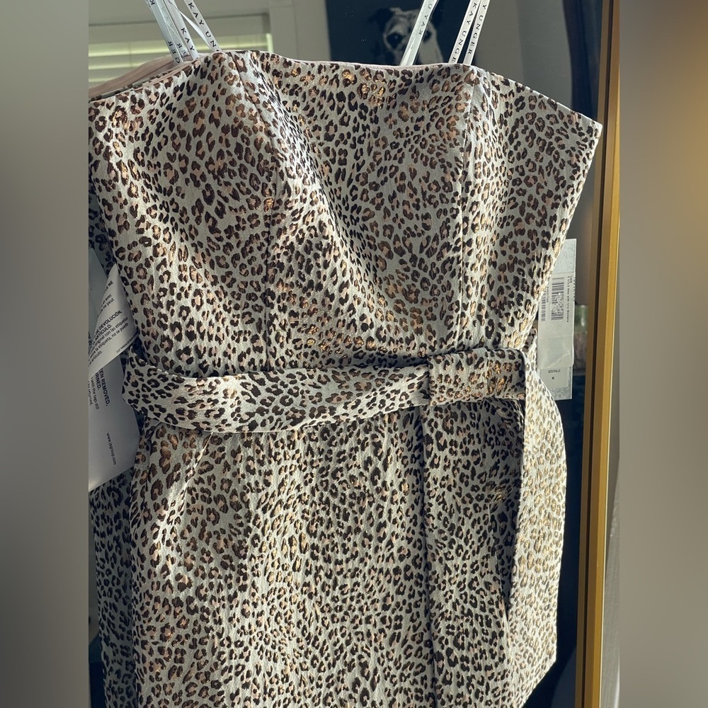 NWT Kay Unger New York LUCIA STRAPLESS Animal Print Jacquard Cocktail DRESS - Picture 4 of 13